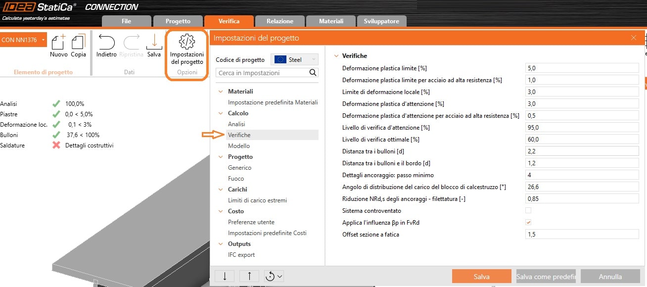 IDEA StatiCa_Impostazioni Progetto